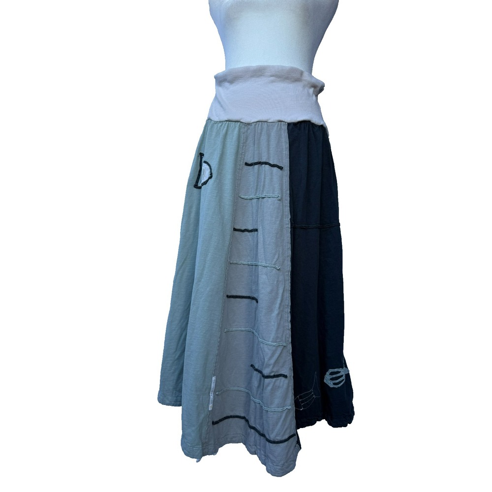 Heel Athens Lab Organic Cotton Midi Skirt Sz Small Mori Kei Artsy Lagenlook Boho